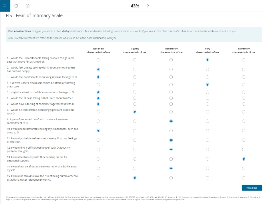 Target Fis FIS – Fear-of-Intimacy Scale | EG